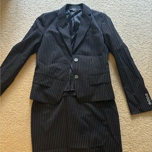 Brooks Brothers Navy and White Striped Suit and Skirt Matching Set